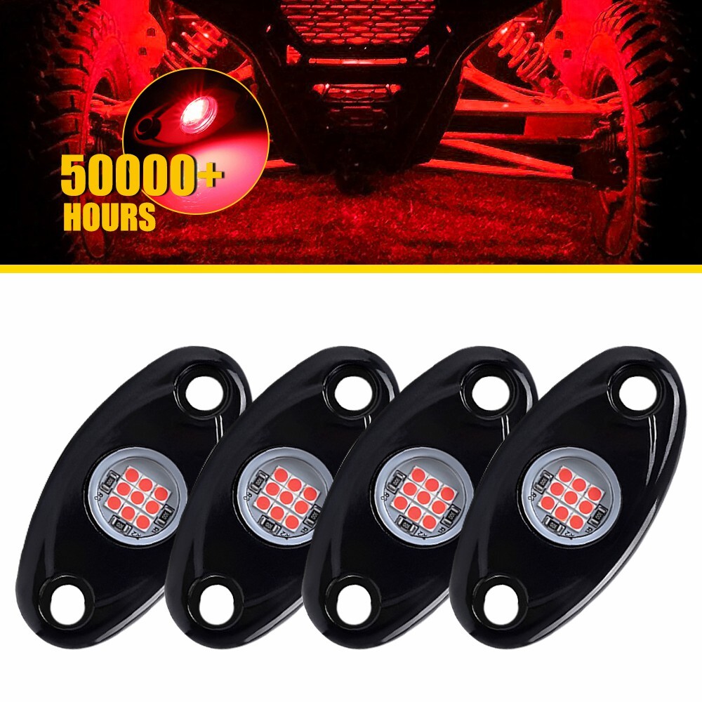 4 PCS Red Undercar LED Underglow Underbody System Light Neon Lamp Waterproof I