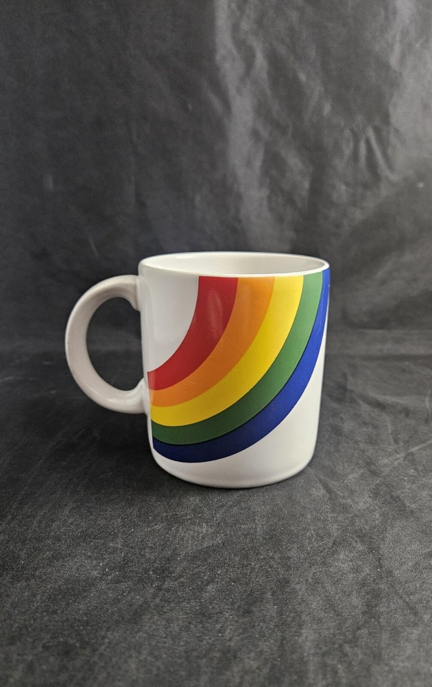 🌈Vintage 80s Ceramic Rainbow 1984 FTDA, Made In Korea, Coffee Mug Tea Cup🌈