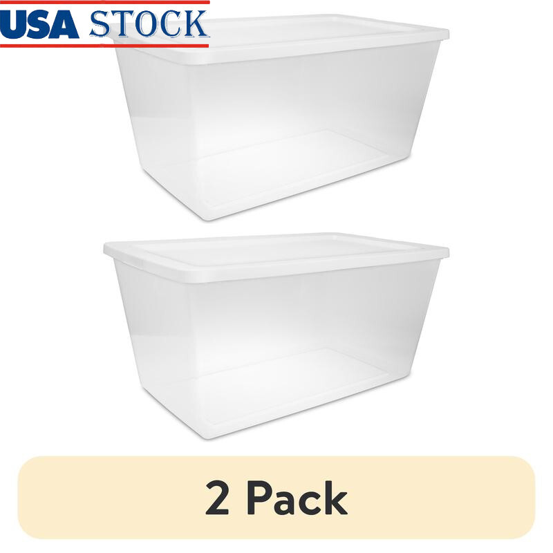 90 Quart Clear Stackable Storage Bins with Lids - 2 Pack