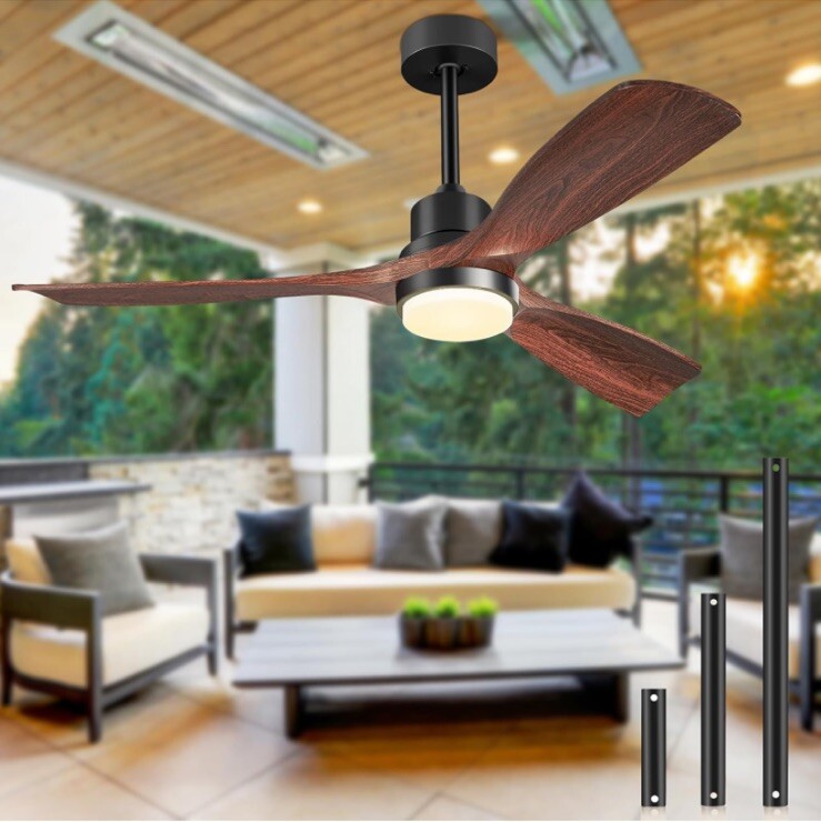 Ceiling Fan with Light and Remote, 52 Inch Outdoor Ceiling Fan for Patios