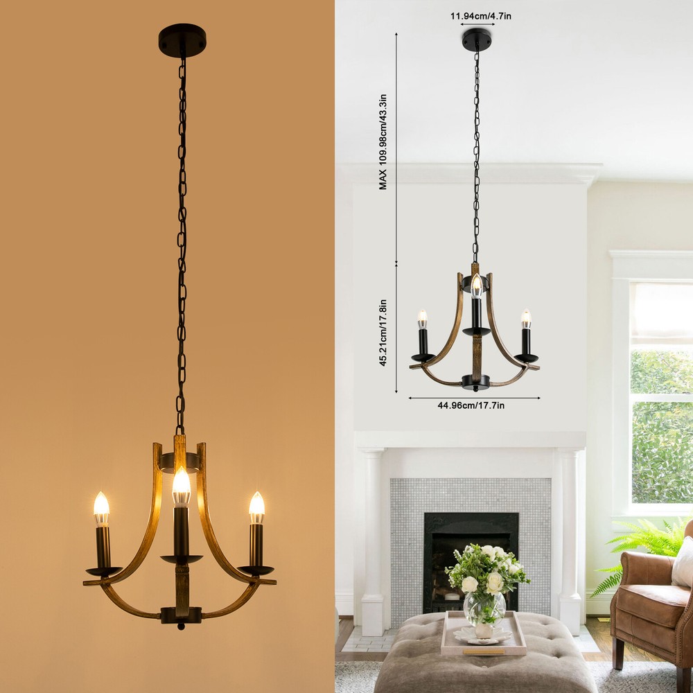 Modern 3-Light Chandelier for Dining Room or Bedroom Ceiling