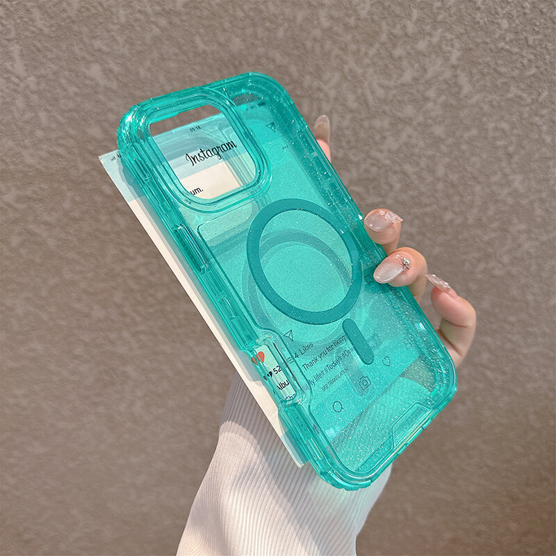 For iPhone 17 Pro Max 16 15 14 13 12 11 Glitter Mag Safe Case Shockproof Cover