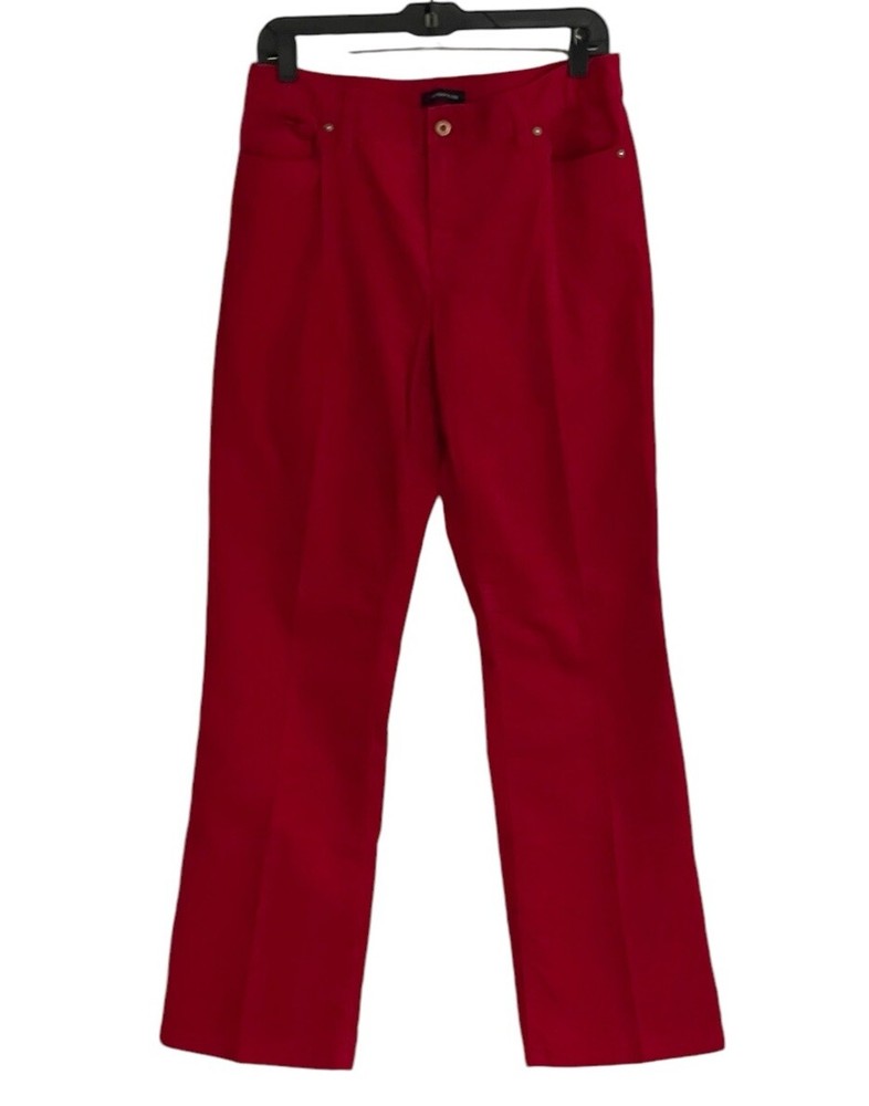 Lands End Corduroy Pants Womens 10 Red Fit 2 Straight Leg Stretch Cotton Blend