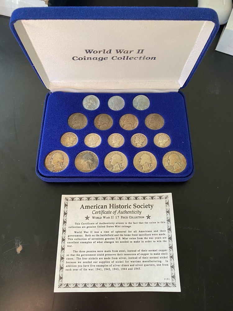 World War II American Historic WW2 17pc Coinage Collection Coin Set in Case