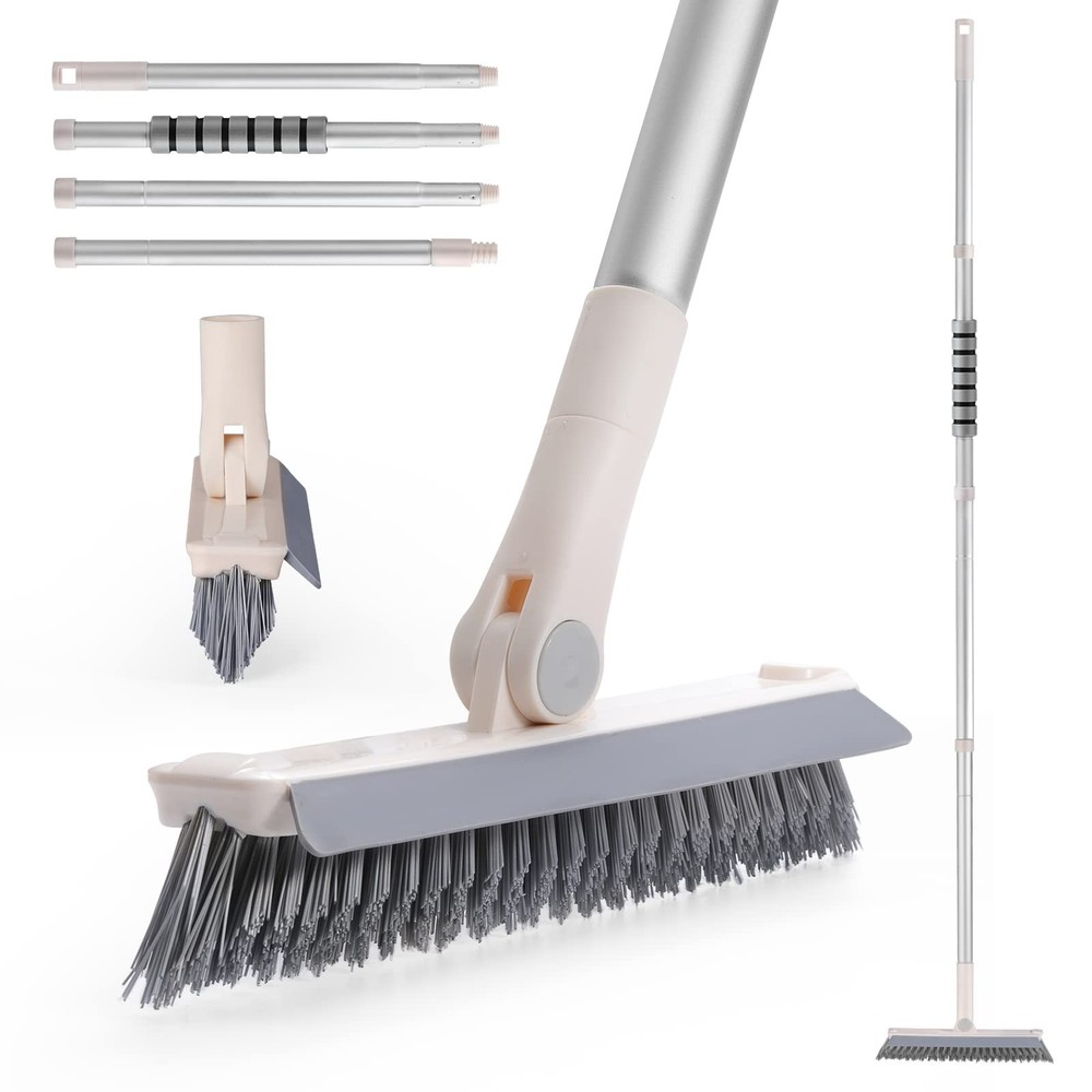 Long Handle Grout Brush - 2-in-1 V-Shaped Floor Scrubber for Deep Cleaning