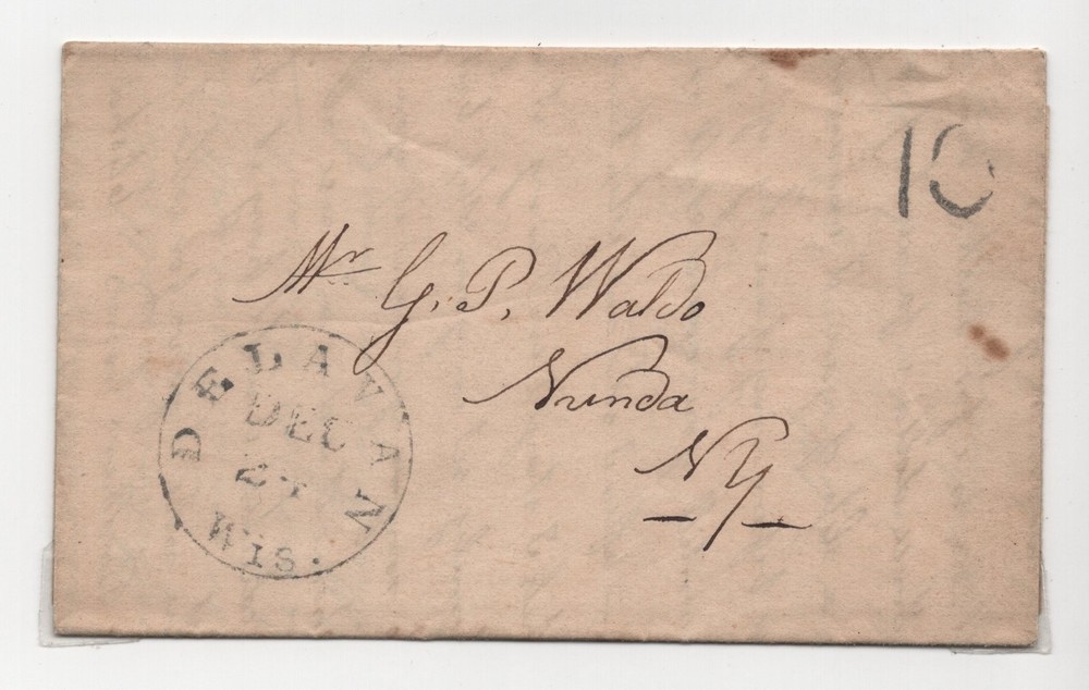 US 1845 DELAVAN, WISCONSIN TERRITORIAL COVER PAID 