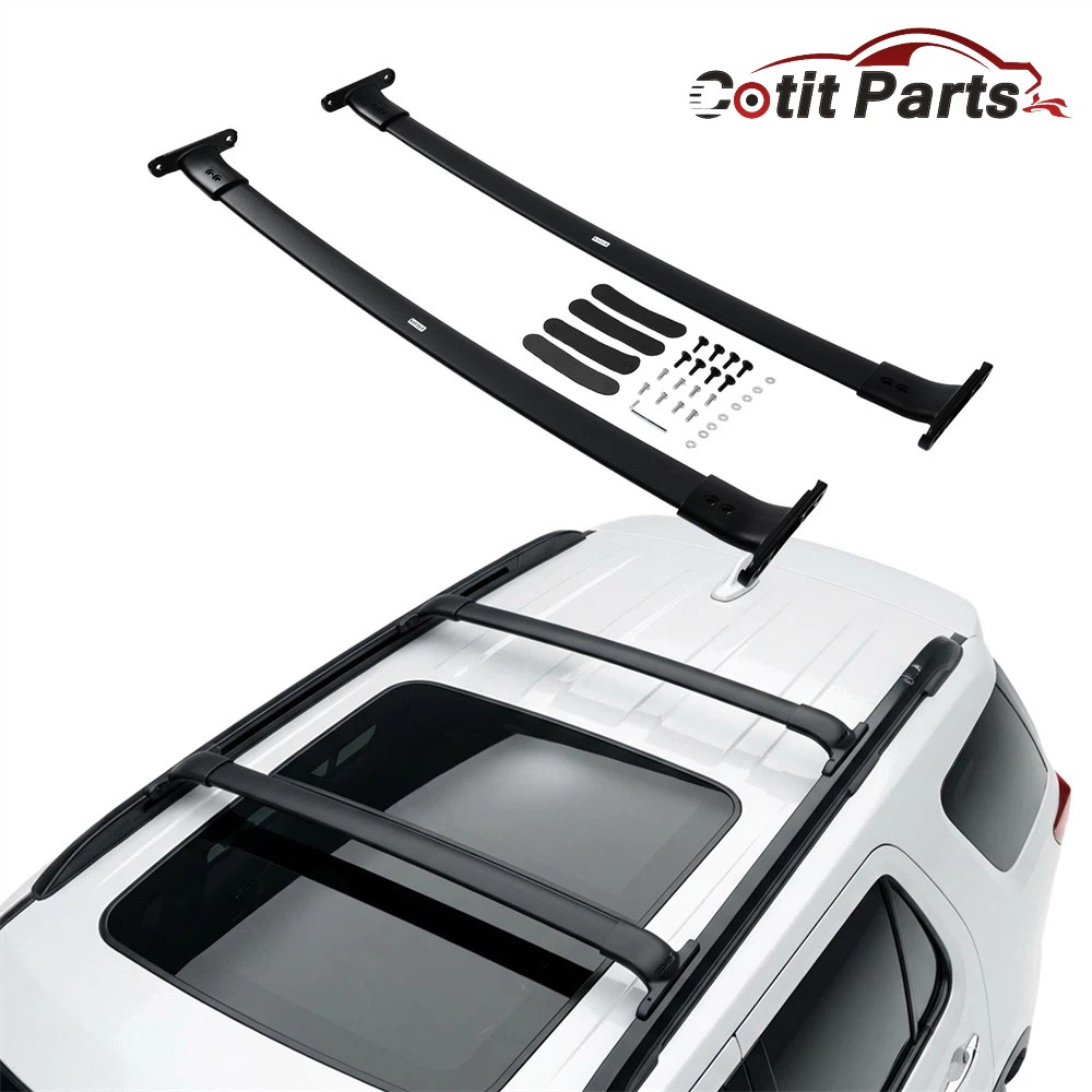 Set 2 Black Aluminum Roof Rack Cross Bars Fit For Ford Explorer 2016-2019