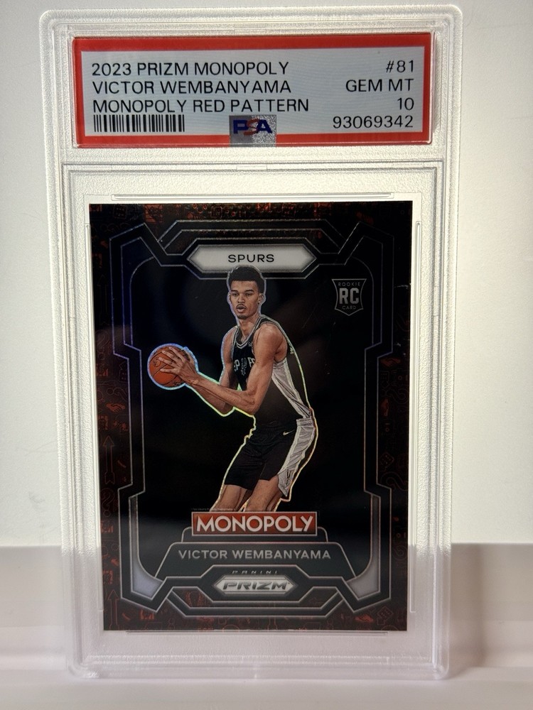 2023-24 Panini Prizm Monopoly Victor Wembanyama #81 Red Prizm Rookie PSA 10