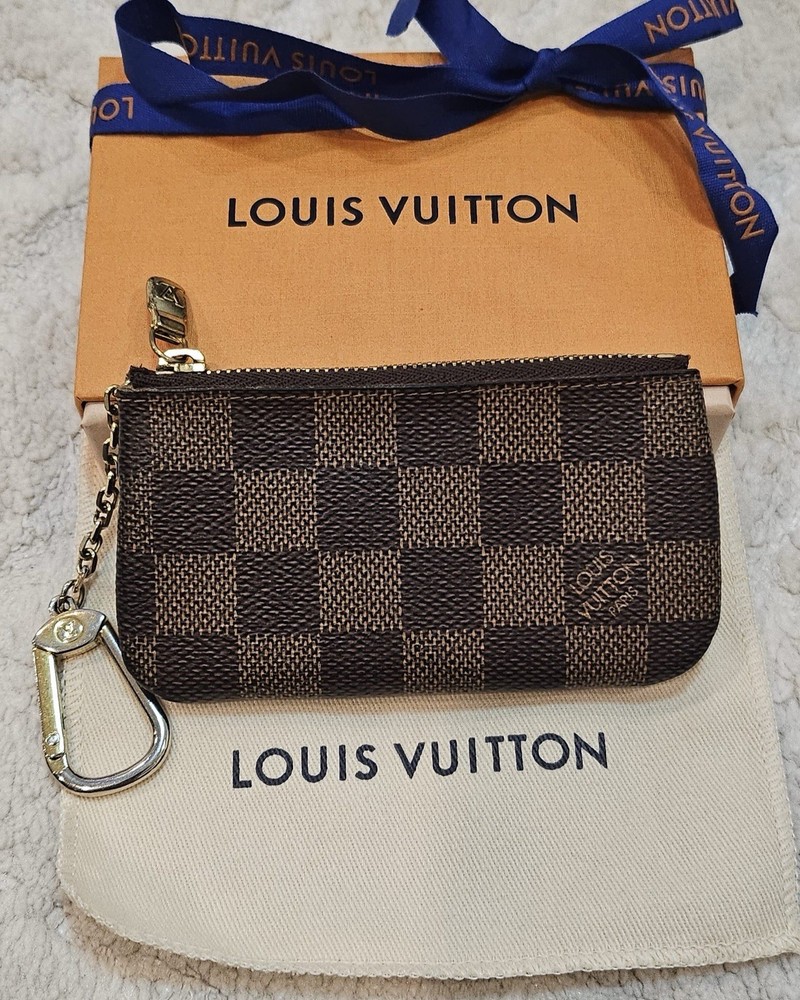 Louis Vuitton Damier Ebene Key Pouch Clé Cles Monogram Wallet w/ Box & Dust Bag