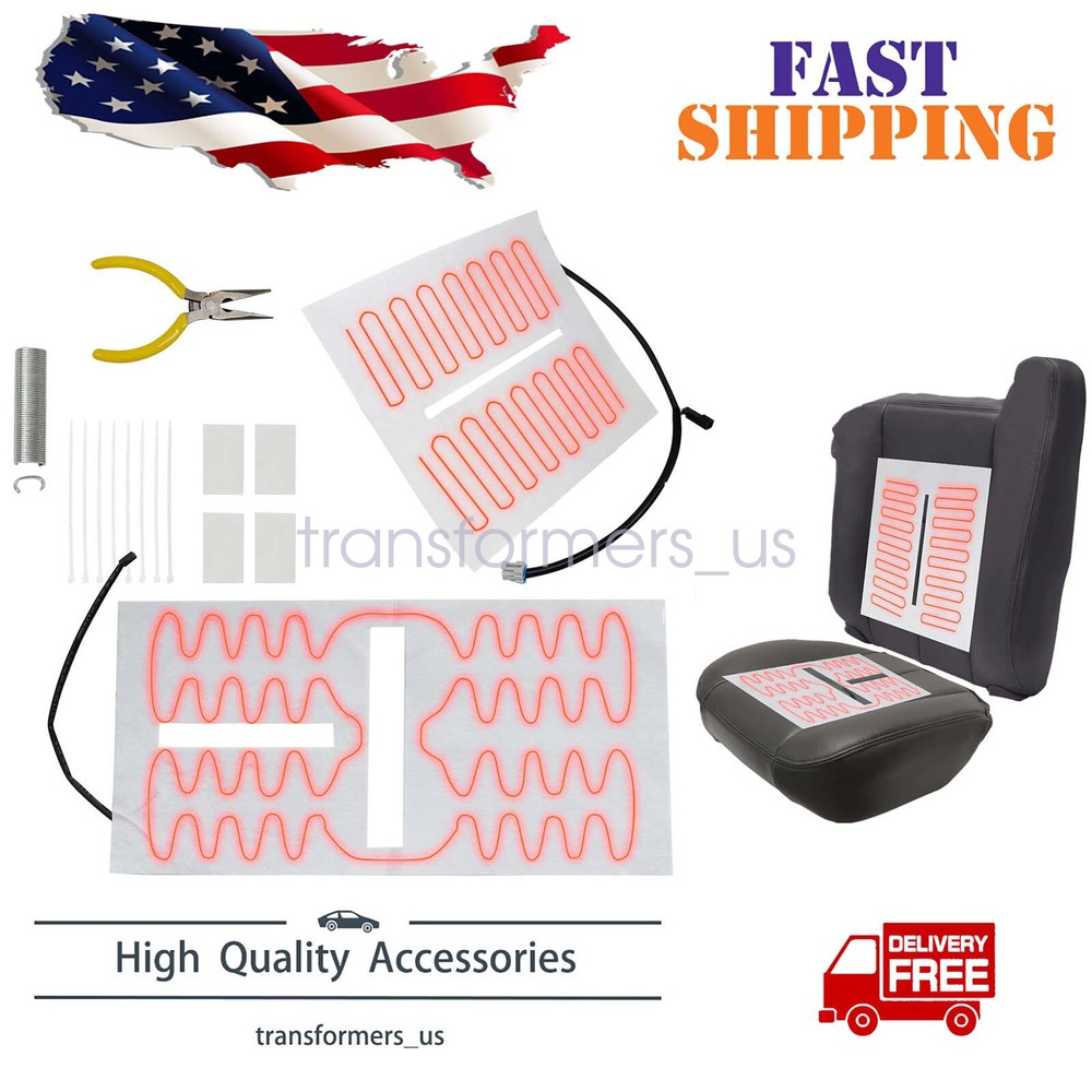Set of 2 Seat Heater Element Pad Kit Compatible with 2003-2007 Chevy Silverado Including Top and Bottom Cushion Replacement Parts