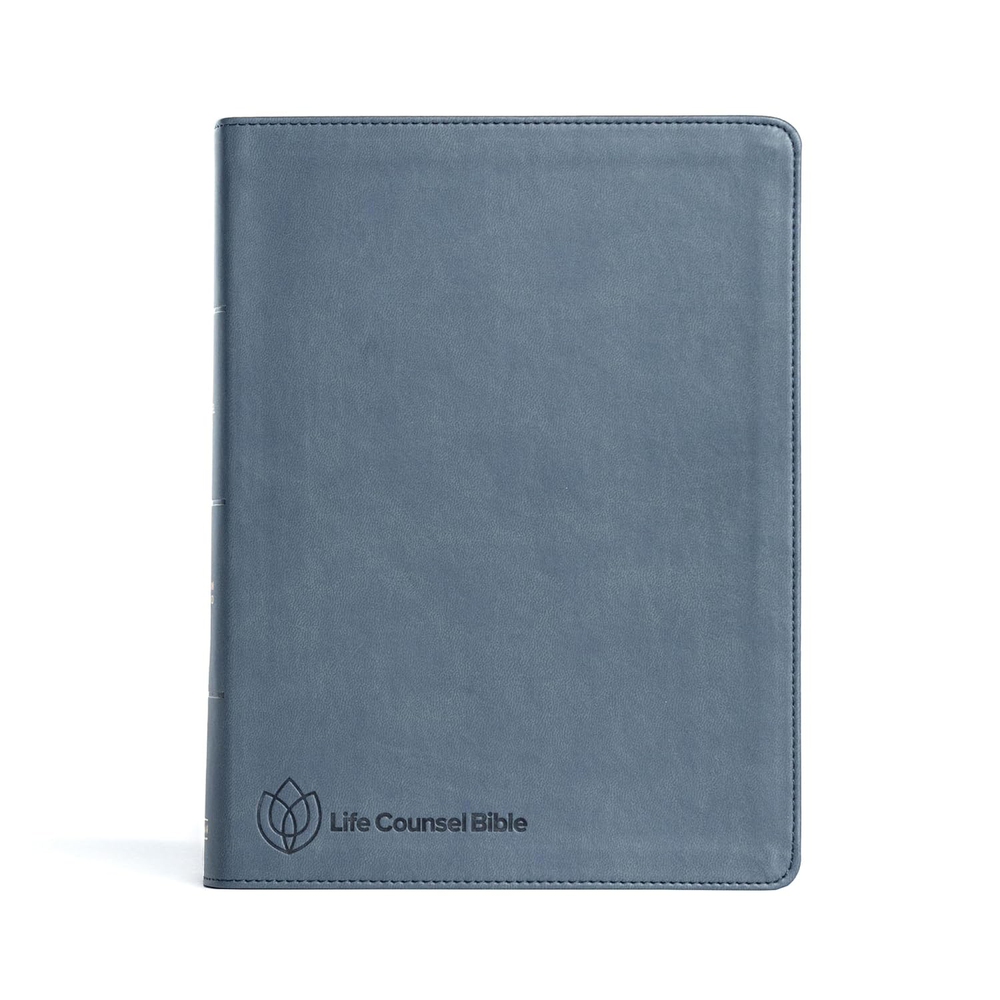 CSB Life Counsel Bible Slate Blue Indexed LeatherTouch Easy Read Version