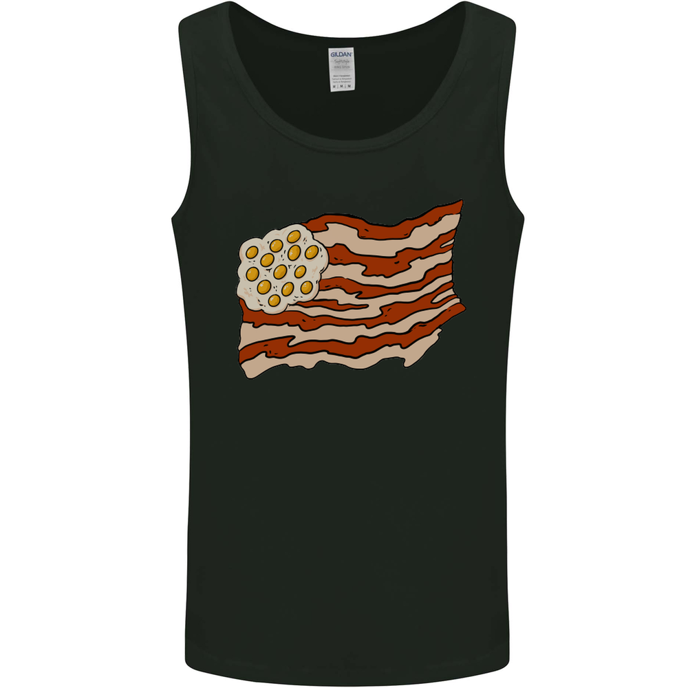 Bacon Egg Stars and Stripes Flag Funny USA Mens Vest Tank Top