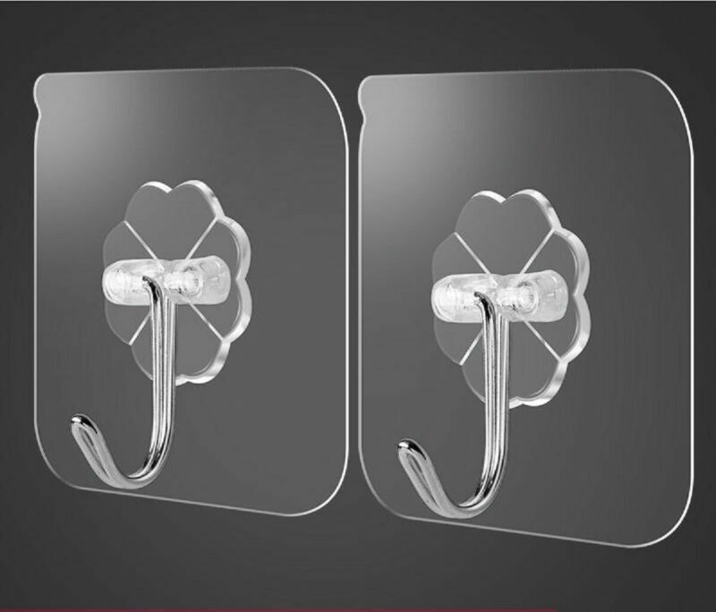 Self Adhesive Strong Sticky Hooks Heavy Duty Wall Seamless Transparent Hook