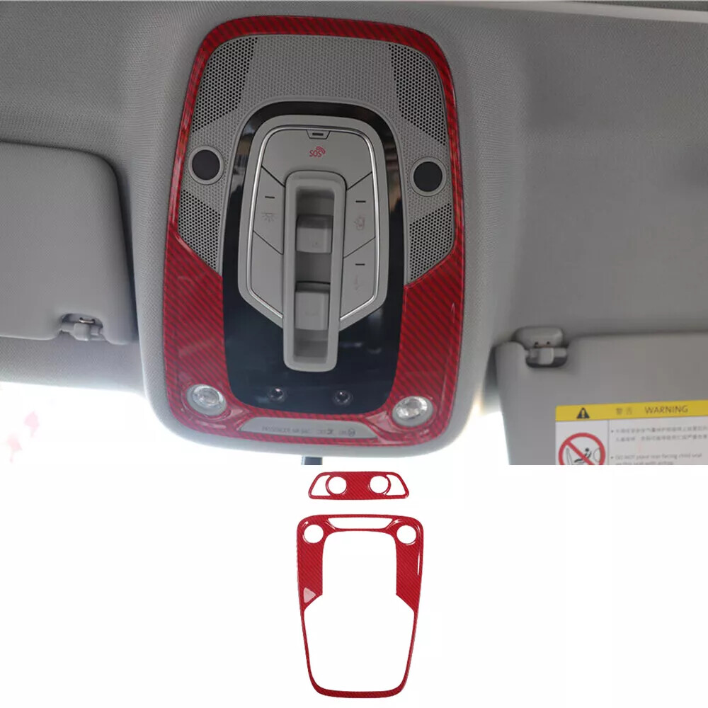 For Audi A4L A5 2017-2019 Red Carbon Fiber Roof Reading Light Frame Decor Cove