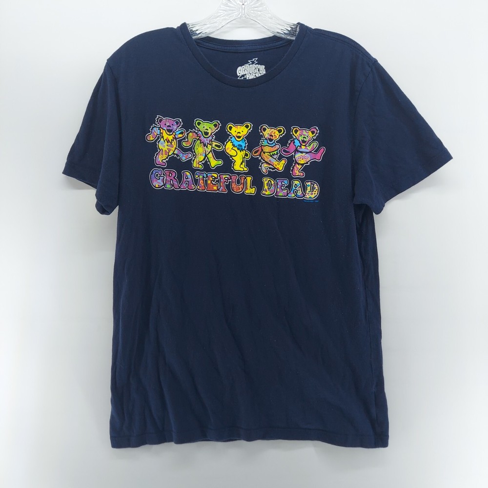 Grateful Dead Mens Small Blue Dancing Bears Crew Neck Tee