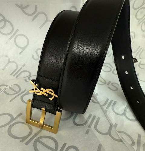 YVES SAINT LAURENT Cassandre Leather Belt Beige Size 90 cm fit's 6-8 dress