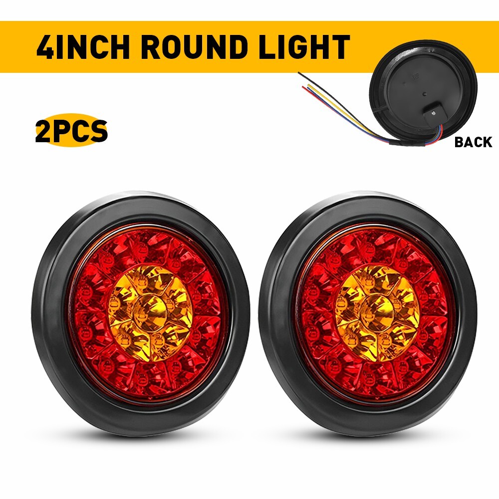 2X Red/Amber 16 LED Round Truck 4