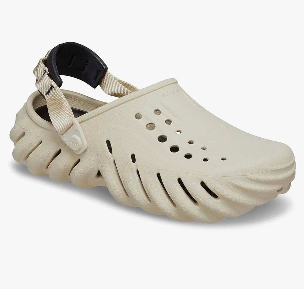Crocs Echo Clog Bone / Black 207937-2YJ Men's Size 13 Utility Clogs New