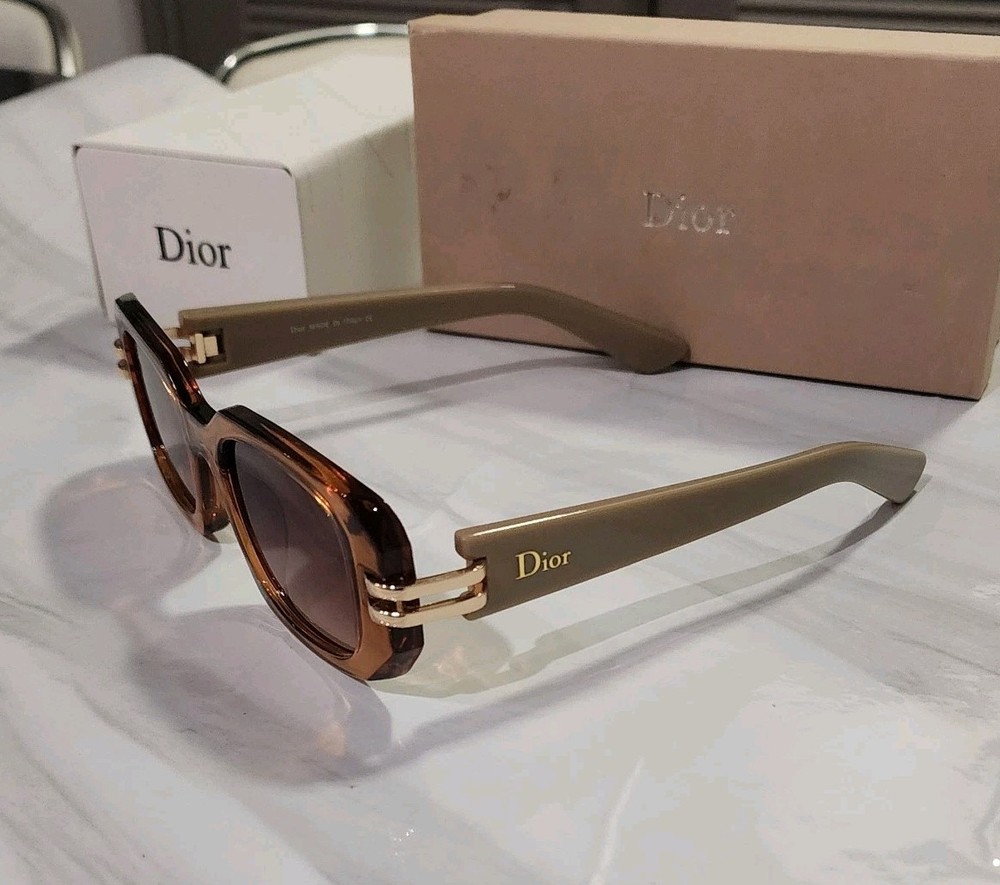 Christian Dior Square Brown Sunglasses With Case