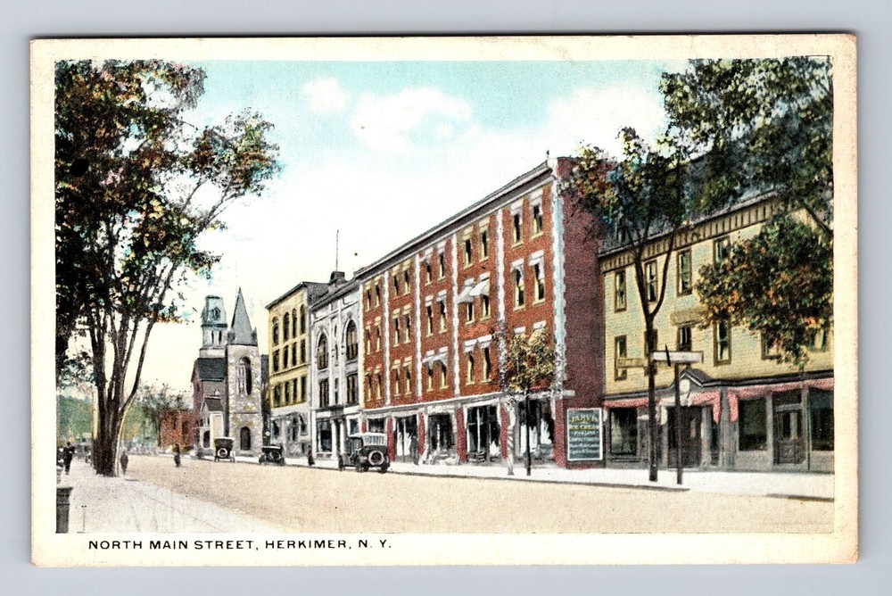 Herkimer NY-New York, North Main Street, Antique, Souvenir, Vintage Postcard
