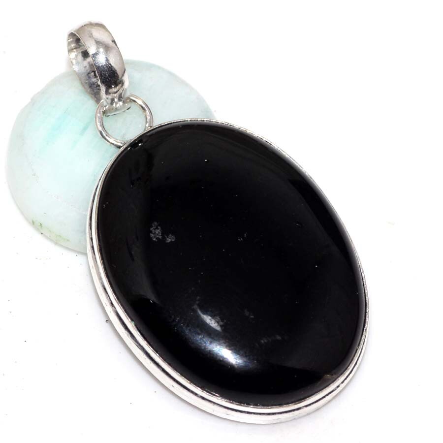 925 Silver Plated Black Onyx Jewellery Pendant Handmade Gemstone Size 2