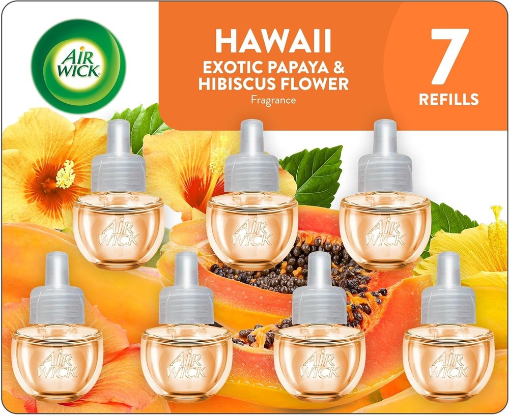 Air Wick Plug in Scented Oil Refill, 7 ct Hawaii, Air Freshener, Essential Oils.