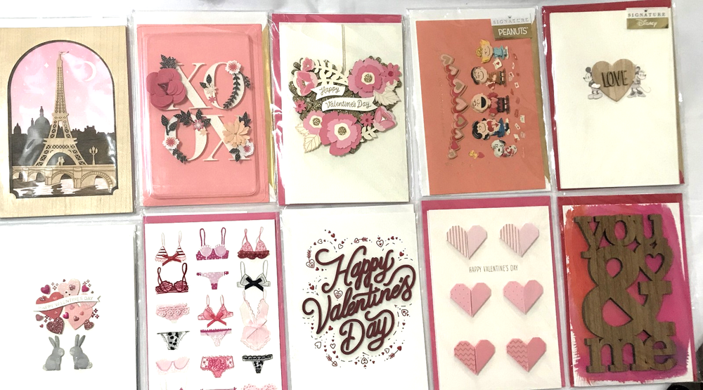 10 Lot Hallmark Signature Valentine's Day Cards Premium Assort  Peanuts Disney