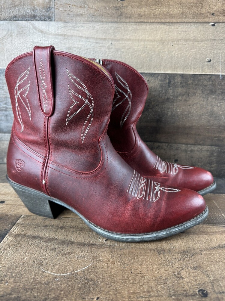 Ariat Rosy Red Darlin' Leather Ankle Boots Womens 9B 10017324
