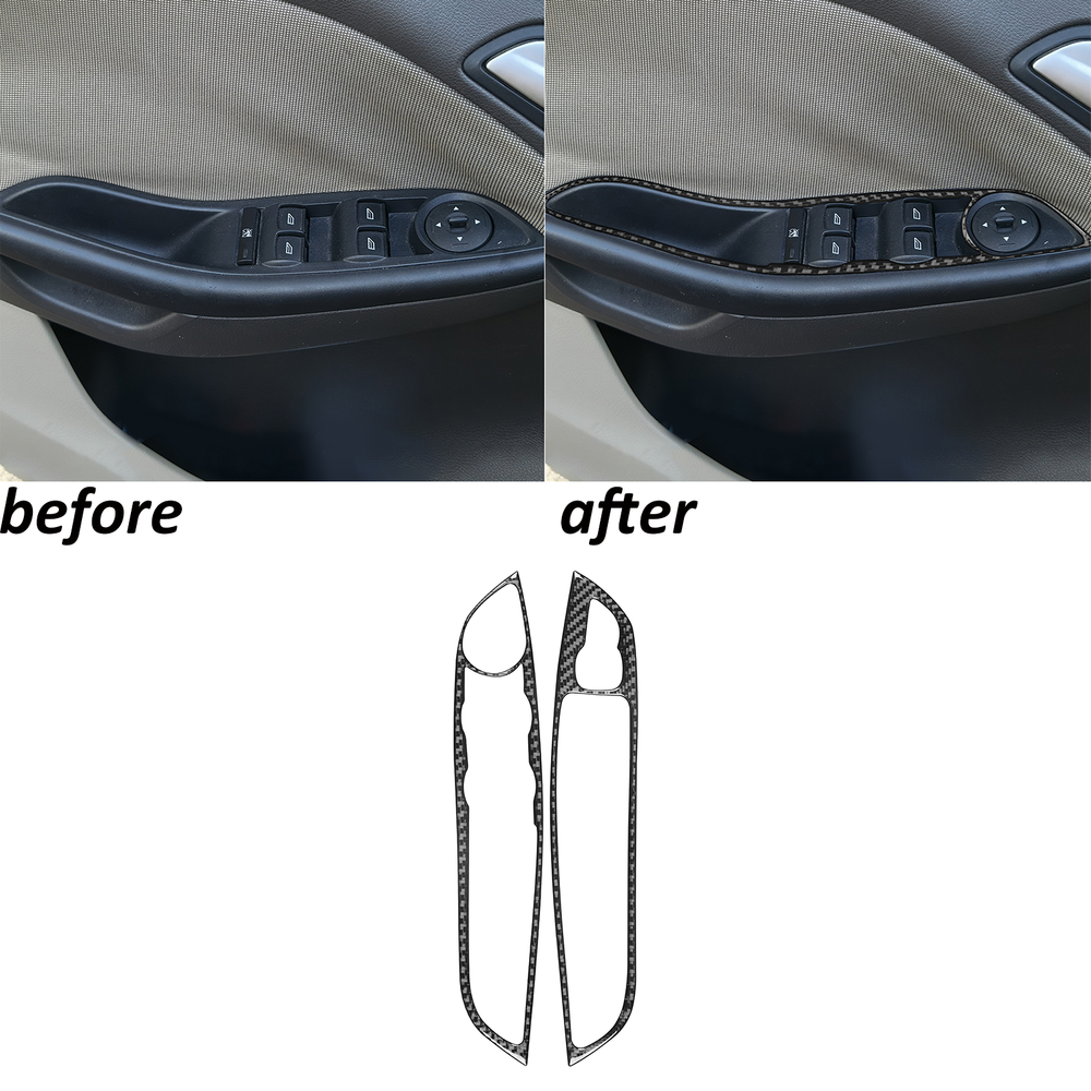Real Carbon Fiber Interior Front Window Lift Switch Trim For Ford Focus 2012-18