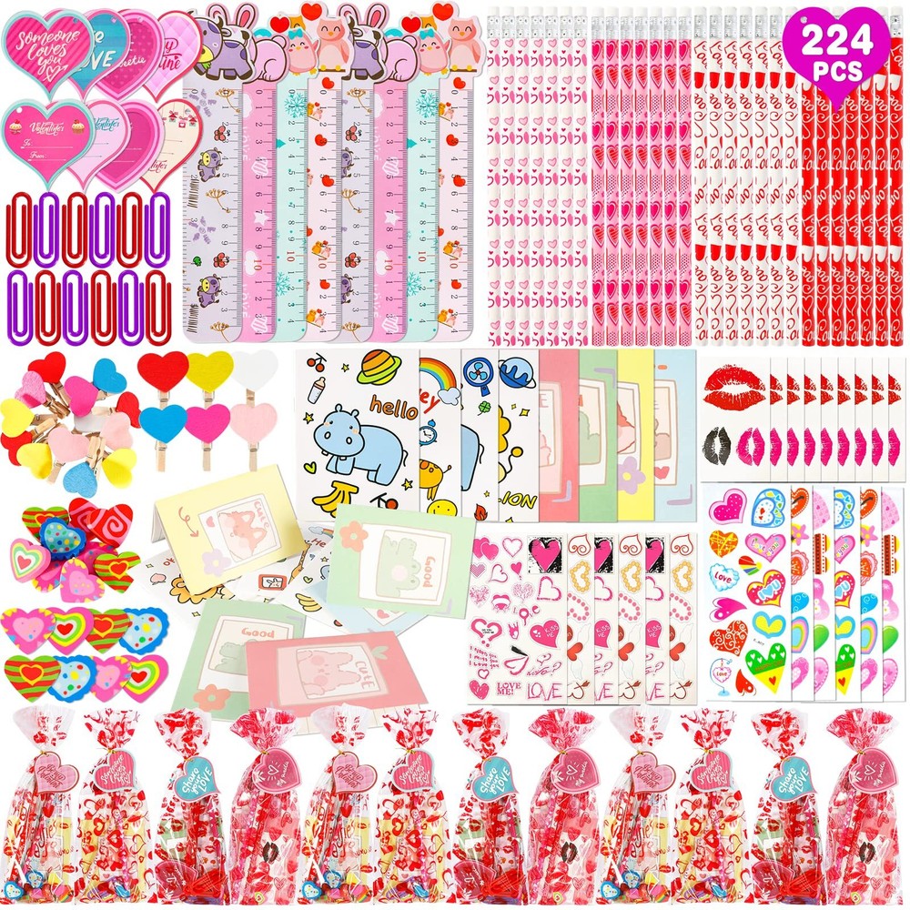 28 Pack Valentines Day Stationery Set for Kids Valentines Day Gift Card Schoo...