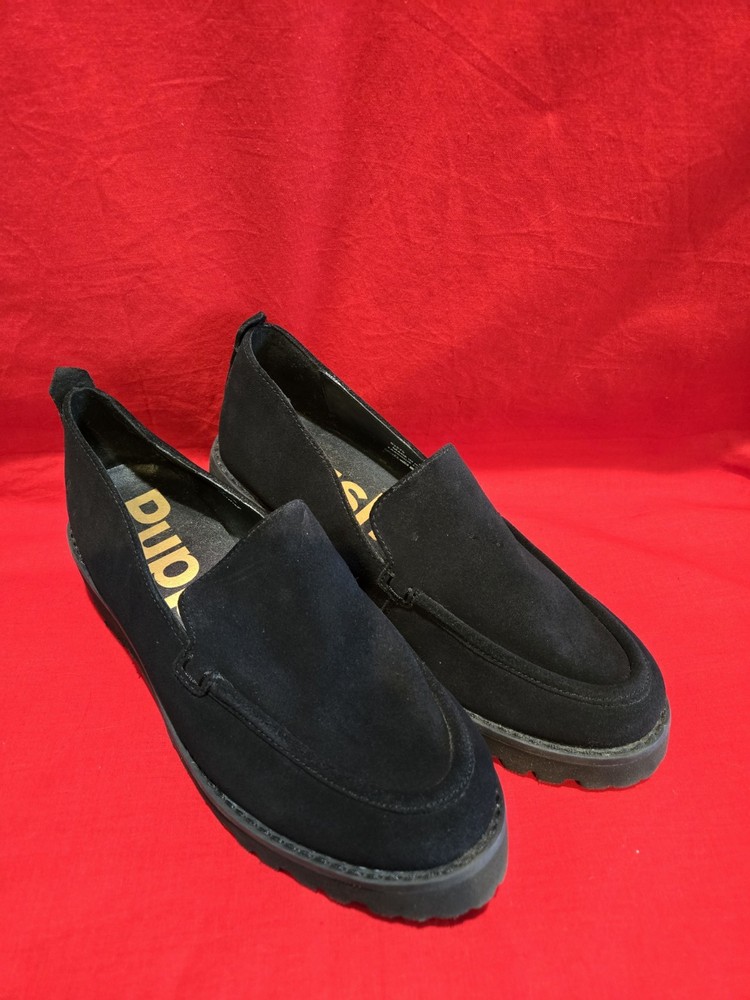Hush Puppies Suede Loafer Block Heel Women's Sz Wide 8