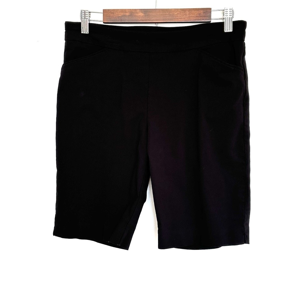 Time And Tru Shorts Women’s Medium Black Solid Pull On Elastic Waist Pockets
