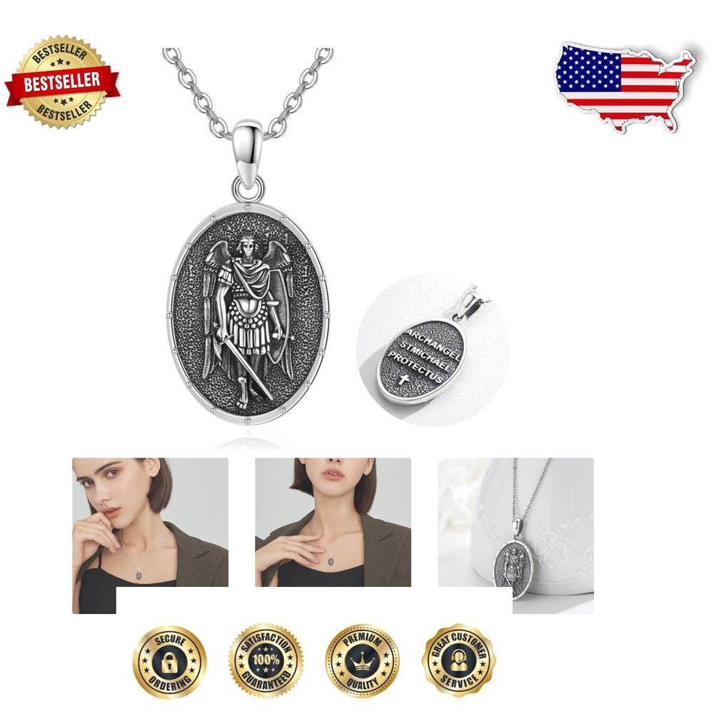 S925 Sterling Silver Archangel Michael Necklace - Protective Pendant for All