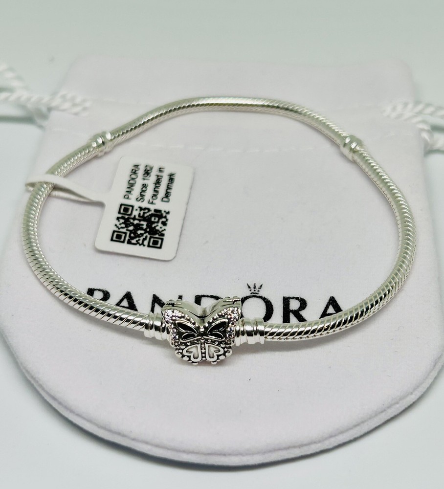 PANDORA MOMENTS BUTTERFLY CLASP SNAKE CHAIN BRACELET #590782C01-21 CM