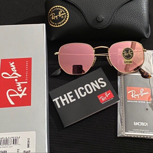 Ray-Ban Hexagonal RB3548 Gold Frame / Rose Gold Sunglasses