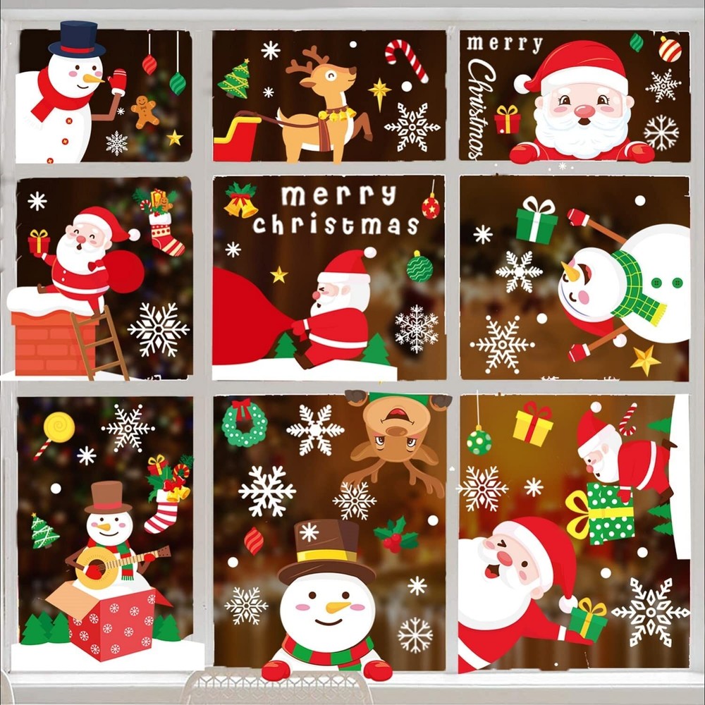 486 PCS Christmas Window Clings Decals Christmas Window Decorations Christmas...