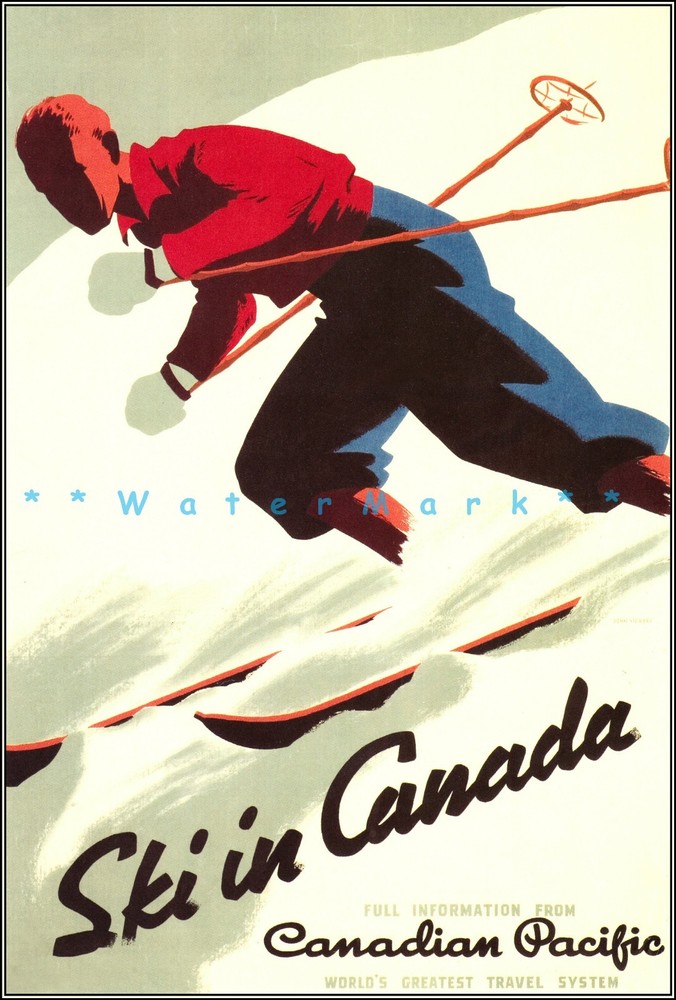 Ski In Canada 1937 Canadian Pacific Vintage Poster Print Winter Sports Travel