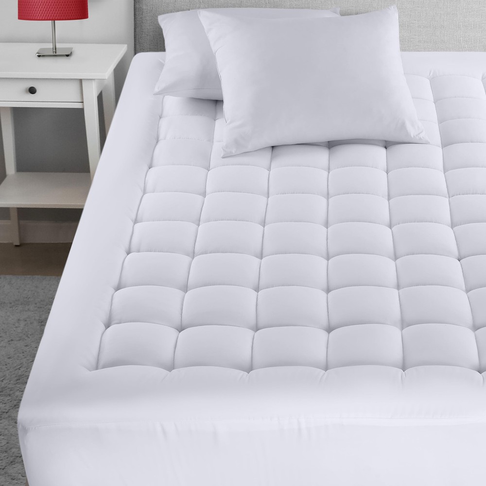California King Quilted Mattress Pad Protector with Deep Pocket Fitted Design