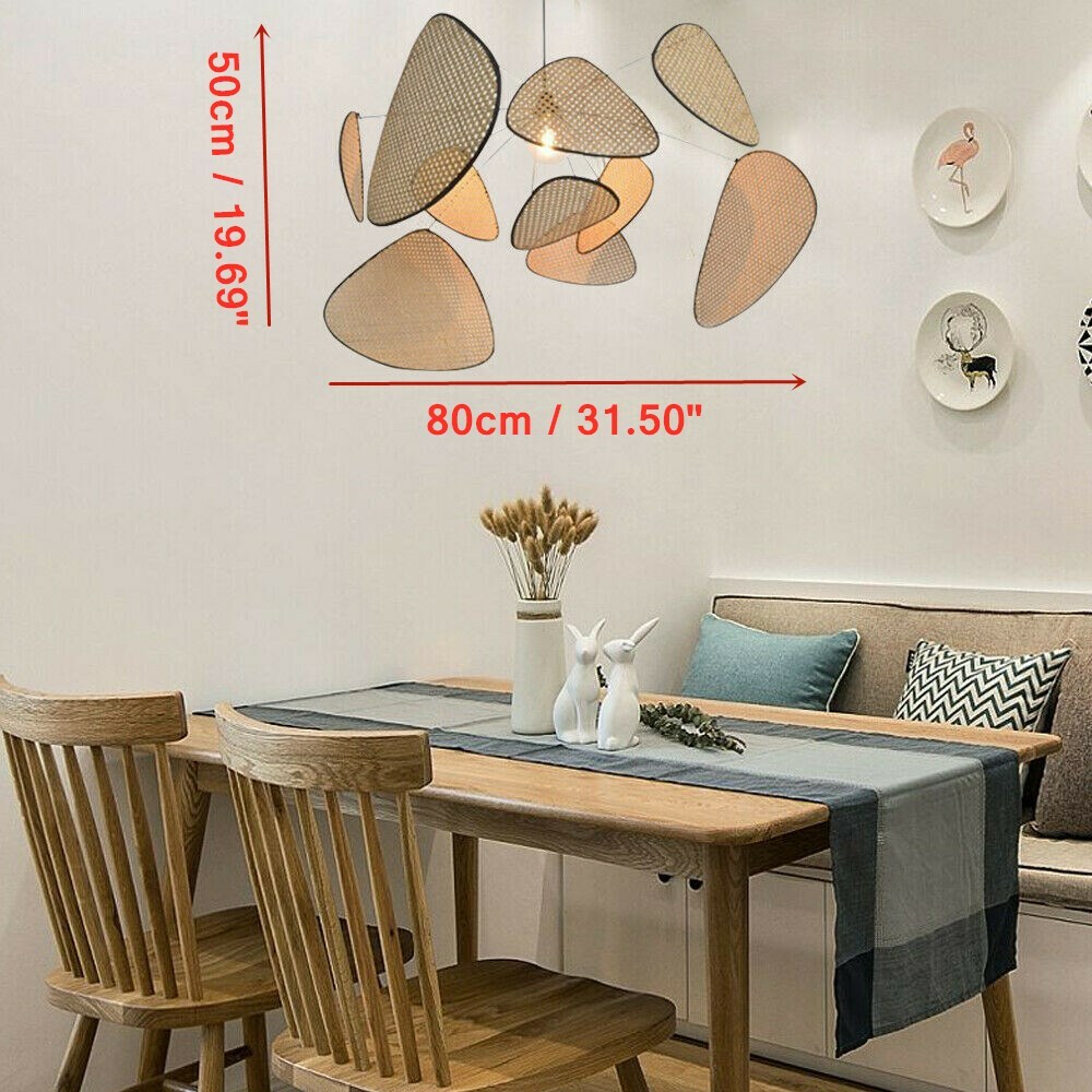 40W 110V Bamboo Wicker Rattan Branch Chandelier Parlor Asian Art Pendant Lamp US