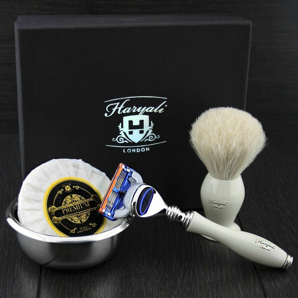 Shaving Set With Badger Shaving Brush 5 Edge Cartridge Razor,Soap, Bowl For Men'