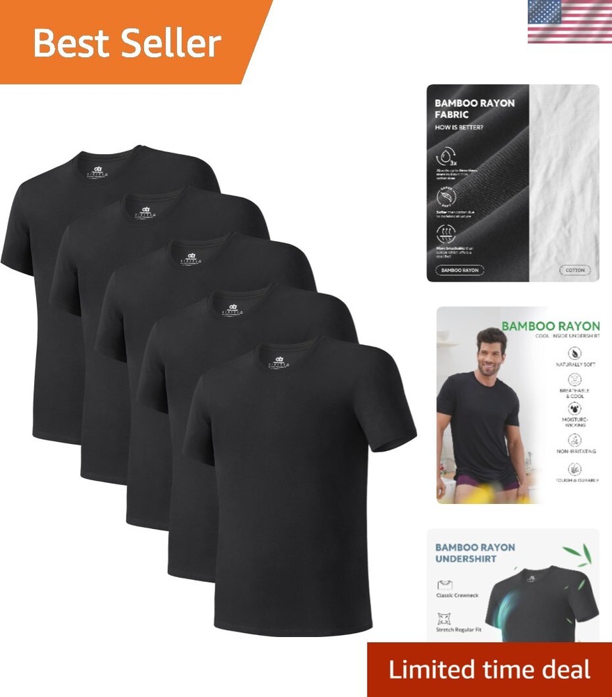 Men's Undershirt Bamboo Rayon Moisture-Wicking T-Shirts Stretch Crewneck/V-Ne...