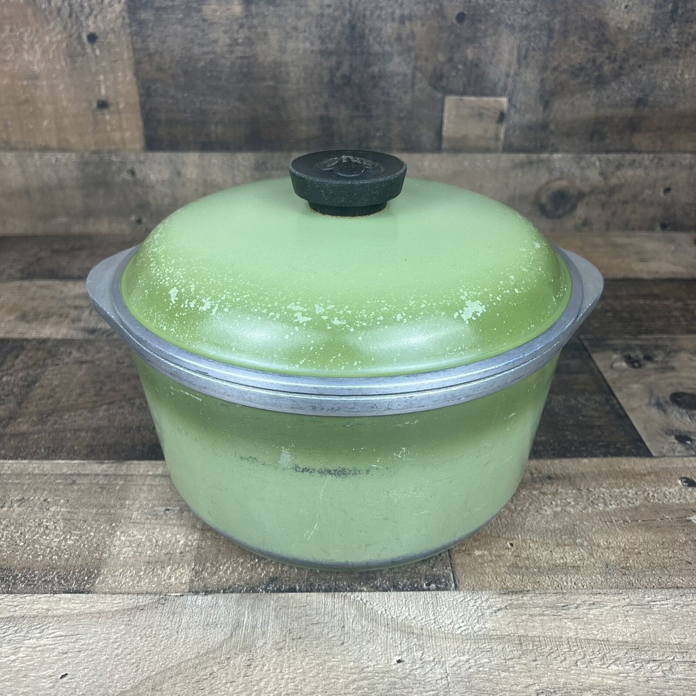 Vintage Club Aluminum Dutch Oven Avocado Green 4QT With Lid Stock Pot