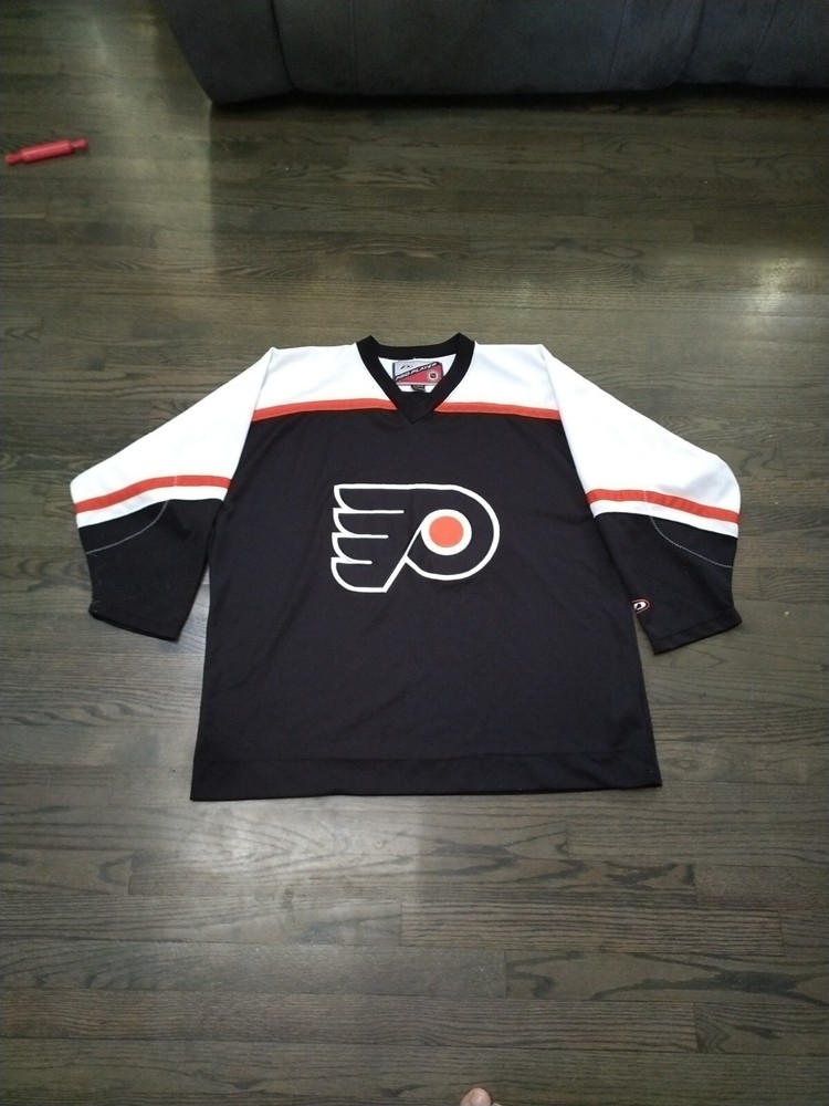 Mens XL Philadelphia Flyers Pro Player Jersey Black White Hockey NHL *Blank*