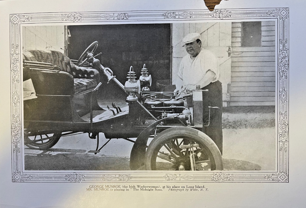1910 Vintage Magazine Illustration Actor George Monroe By His Automobile