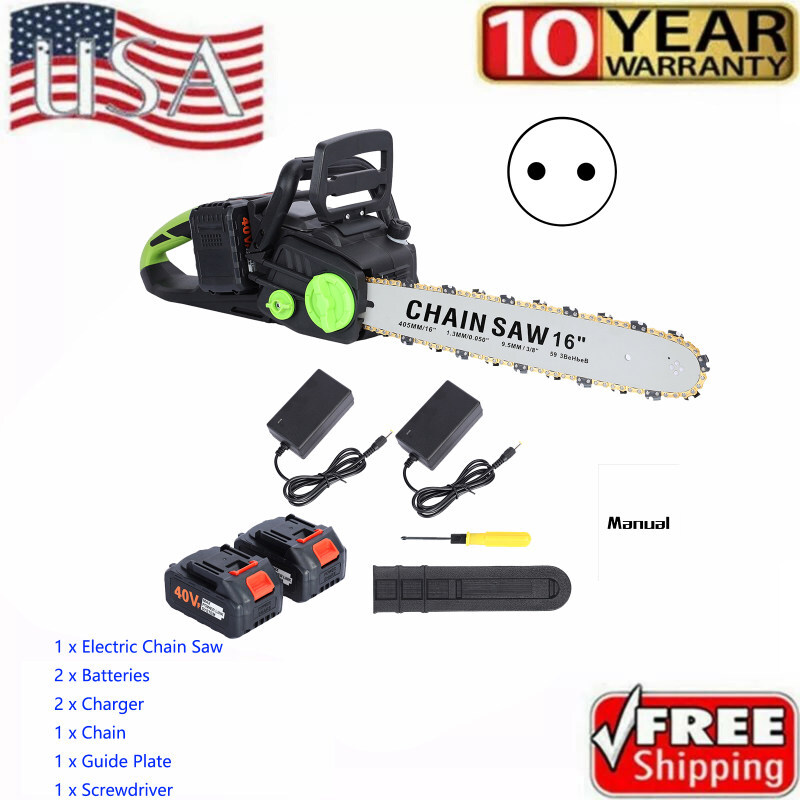 42V Max 16-Inch Cordless Lithium-Ion Chainsaw with Dual 4Ah Batteries & Charger