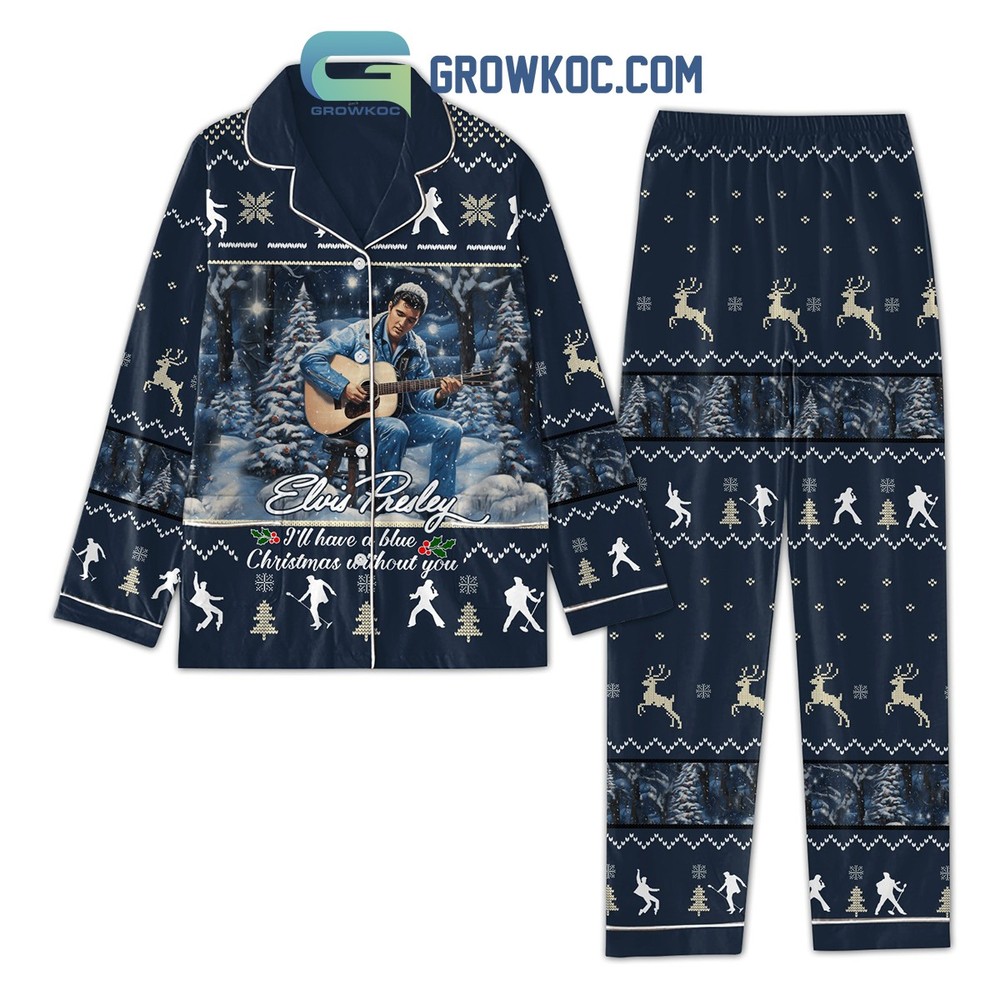 Elvis Presley Blue Christmas Without You Pajama Set for Fans