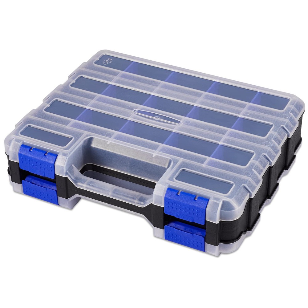 Small Double-Sided 34-Compartment Hard Storage Case for Tools and Parts