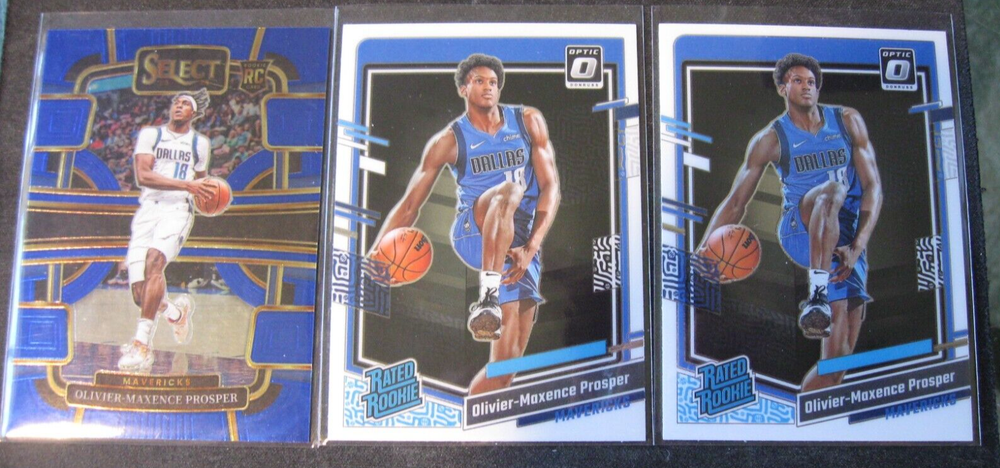 2023-24 Olivier-Maxence Prosper RC Lot: Select Blue & Donruss Optic - Dallas Mavericks