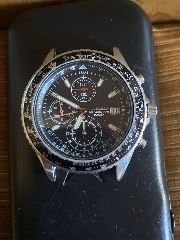 Seiko Black Dial Chronograph Watch for Men
