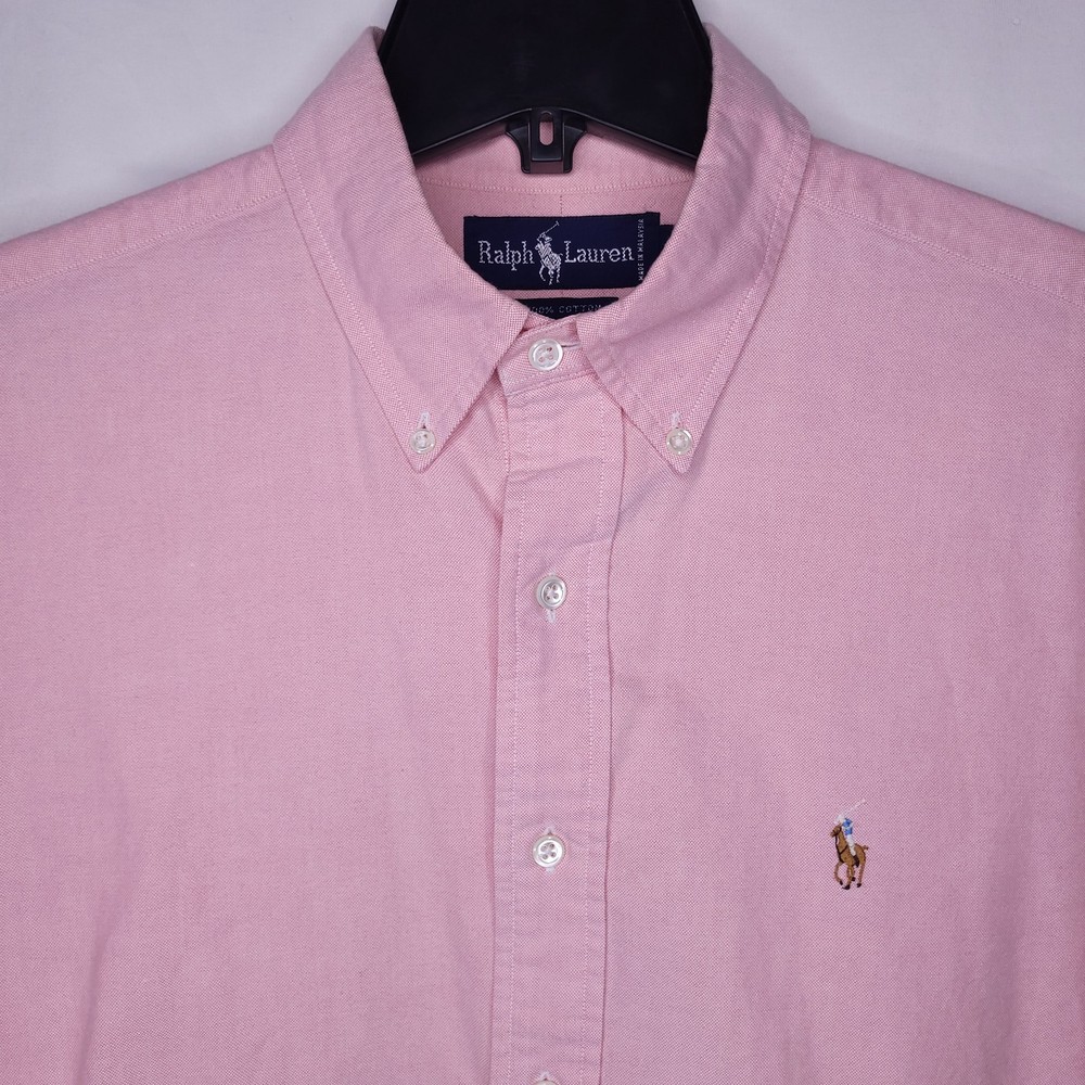 Ralph Lauren Dress Shirt Mens 16.5 Pink Pony Cotton